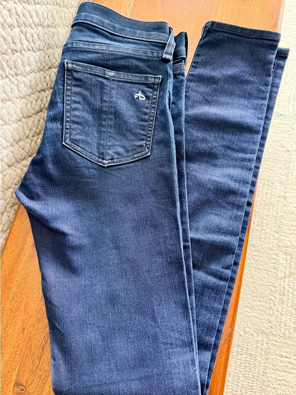 rag & bone Dark Blue Skinny Jeans with Back Pocket Logo
